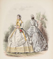 Fashion Plate - Petit Courrier des Dames 'Modes de Paris', 1866. Creator: Gilquin fils.