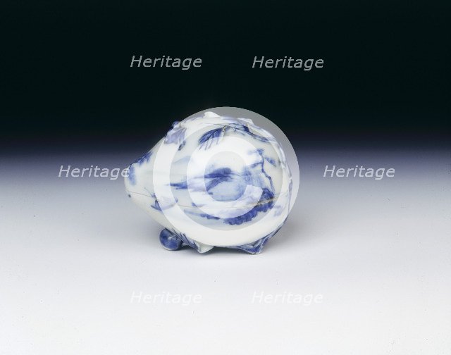 Hirado peach-shaped blue and white box, Late Edo, Japan, early 19th century. Artist: Unknown