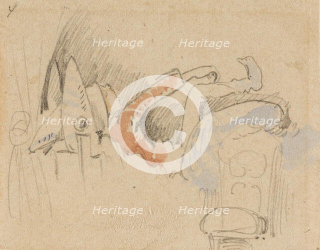 The disturbed but happily regained night's rest, (The Flea); 4, 1862. Creator: Wilhelm Busch.