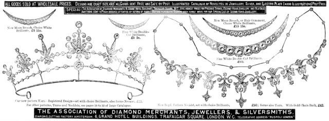 Advertisement for the Association of Diamond Merchants, Jewellers, & Silversmiths, 1898. Creator: Unknown.