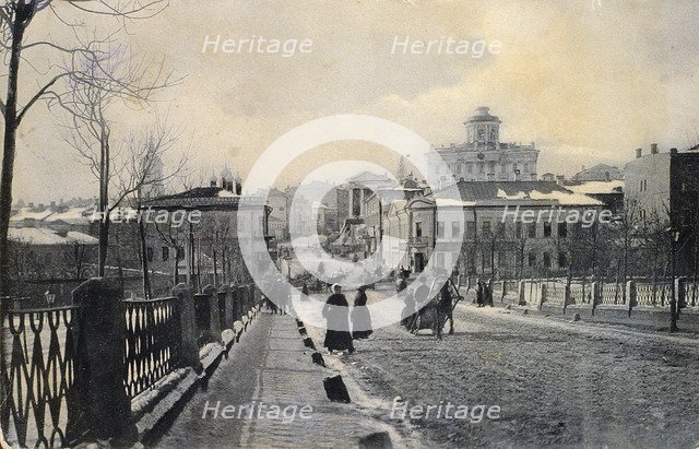 View of Znamenka Street in winter, Moscow, Russia, early 20th century. Artist: Unknown