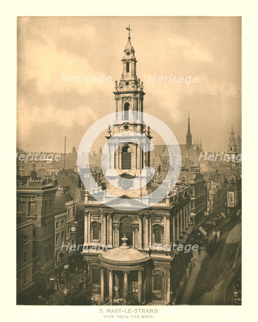 'St Mary-le-Strand, View from the West', mid-late 19th century.  Creator: Unknown.