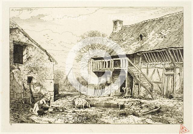 Courtyard of a Peasant Dwelling, 1845. Creator: Charles Emile Jacque.