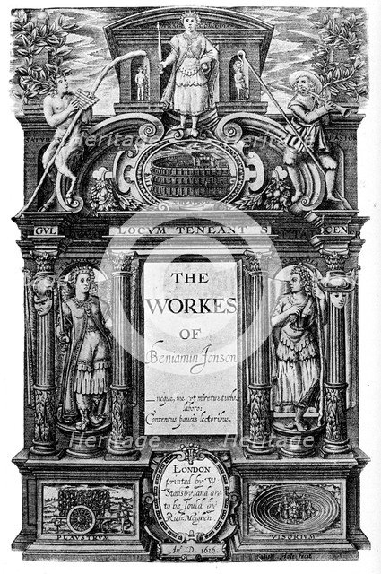 Title page of the works of Ben Jonson, 1616 (1893). Artist: Unknown