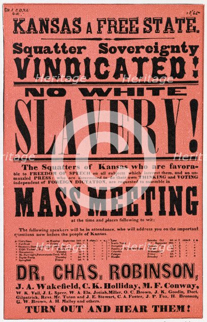 Poster against slavery in Kansas, 19th century. Artist: Unknown