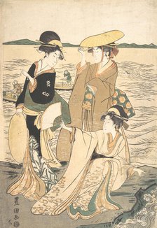 Three Young Ladies by the Seashore. Creator: Utagawa Toyokuni I.