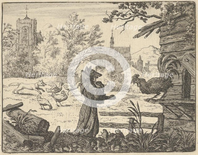 Renard, Disguised as a Monk, Gains the Confidence of the Rooster, 1650-75. Creator: Allart van Everdingen.