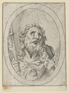 Saint James Major, looking upwards and holding a staff, from Christ, the Virgin, and ..., 1600-1640. Creator: Anon.