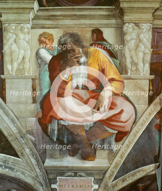 Prophets and Sibyls: Jeremiah (Sistine Chapel ceiling in the Vatican), 1508-1512. Creator: Buonarroti, Michelangelo (1475-1564).