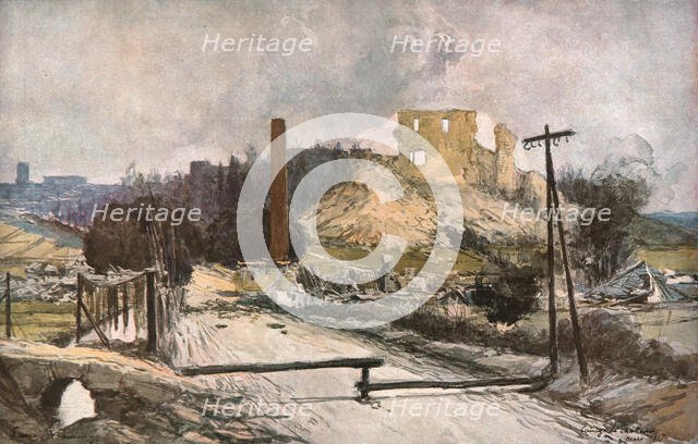 'La retraite allemande (mars 1917). Coucy-le Chateau apres la destruction allemande', 1917. Creator: Francois Flameng.