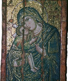 Byzantine mosaic of Virgin and Child, 14th century. Artist: Unknown