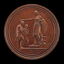 Fame Crowning Painting and Sculpture [reverse], 1847. Creator: Charles Cushing Wright.