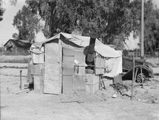 House in camp of carrot pullers, near Holtville, Imperial Valley, California, 1939. Creator: Dorothea Lange.