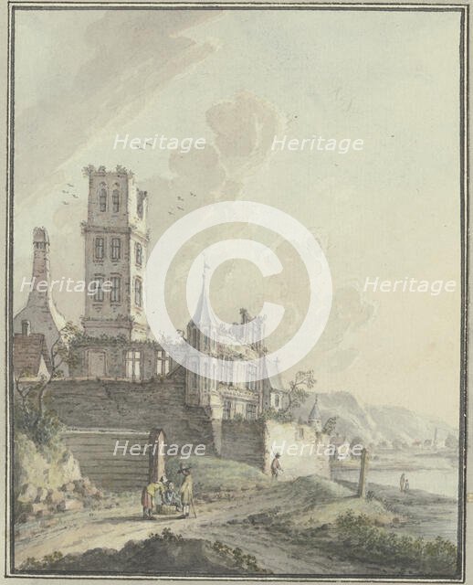 Castle ruins by the water. Creator: Johann Caspar Zehender.