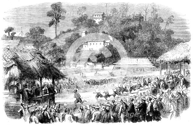 Foot-race at Canton by Coolies of the Military Train - sketched by our special artist and..., 1858. Creator: Unknown.