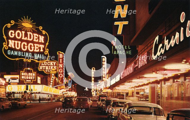 Fremont Street from Second Street, Las Vegas, Nevada, USA, 1956. Artist: Unknown
