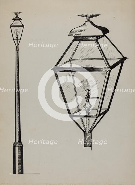 Eagle Lamp and Post, c. 1936. Creator: Florence Huston.