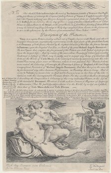 Raffle Ticket for the Painting of Venus and Cupid after Michelangelo, 1734. Creator: Gerard Vandergucht.