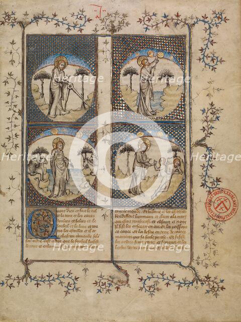 Scenes from the Creation; Histoire ancienne jusqu'à César, about 1390-1400. Creator: First Master of the Bible historiale of Jean de Berry.