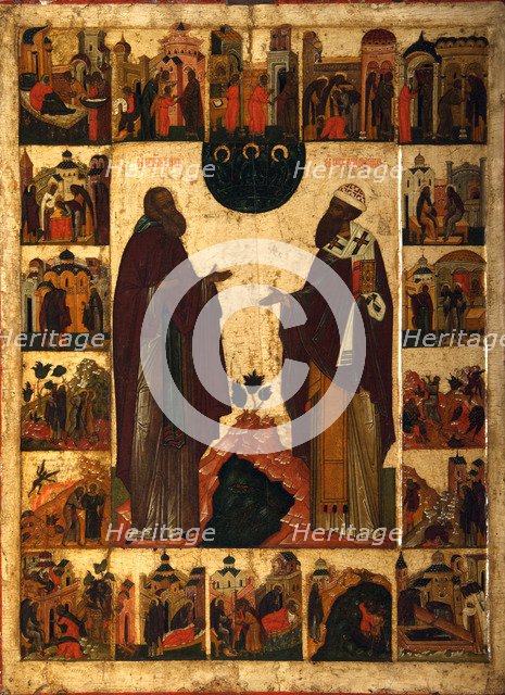 Saint Cyril of White Lake and Saint Cyril of Alexandria, Second half of the16th cen.. Artist: Russian icon  