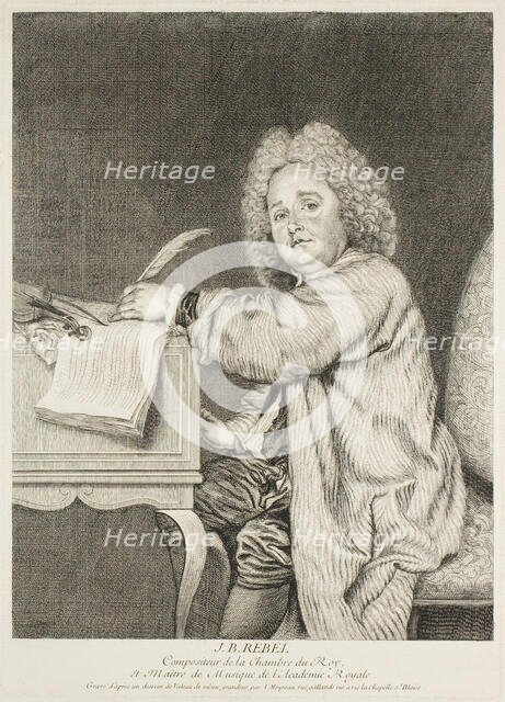 Portrait of Jean-Féry Rebel, Composer to the King, 1726/31. Creator: Jean Moyreau.
