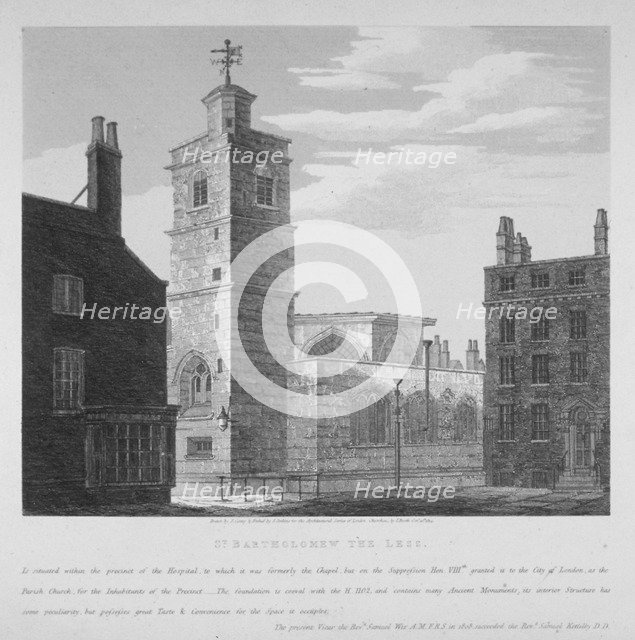 Church of St Bartholomew-the-Less, City of London, 1814. Artist: S Jenkins