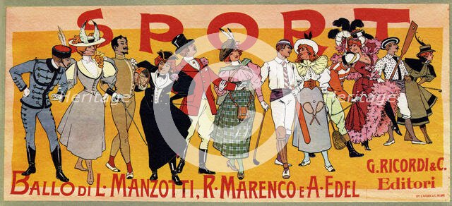 Poster for the ballet "Sport" by Luigi Manzotti and Romualdo Marenco, 1897. Creator: Edel (Colorno), Alfredo (1856-1912).