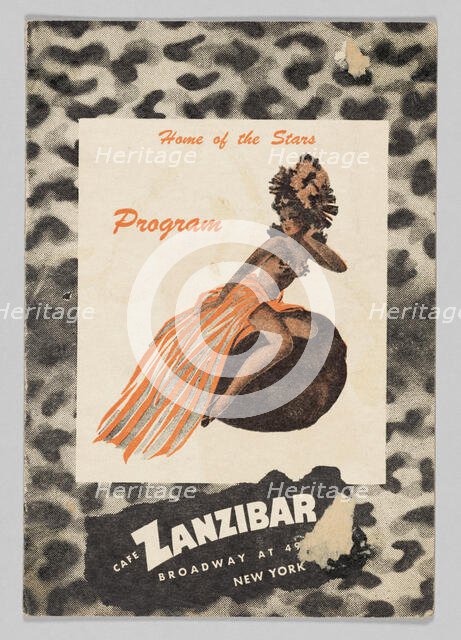 Programme for Cafe Zanzibar, ca. 1945. Creator: Unknown.