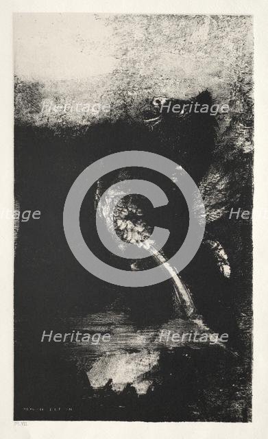 The Temptation of Saint Anthony (First Series): The Chimera with Green Eyes Turns, Bays, 1888. Creator: Odilon Redon (French, 1840-1916); Becquet (French); Edmond Deman.