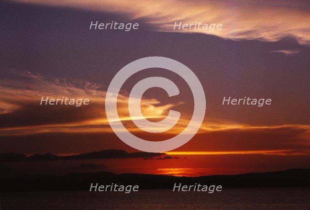 Sunset over Lake, Polonnaruwa, Sri Lanka, 20th century. Artist: CM Dixon.
