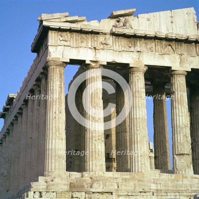 View of the north-west corner of the Parthenon, 5th century BC. Artist: Unknown