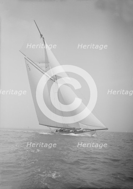The 19-metre 'Octavia' sailing close-hauled, 1911. Creator: Kirk & Sons of Cowes.