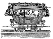 Early American railroad car adopted from road transport. Artist: Unknown