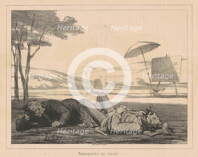 Paysagistes au travail (Landscape Artists at Work), August 17, 1862. Creator: Honore Daumier.