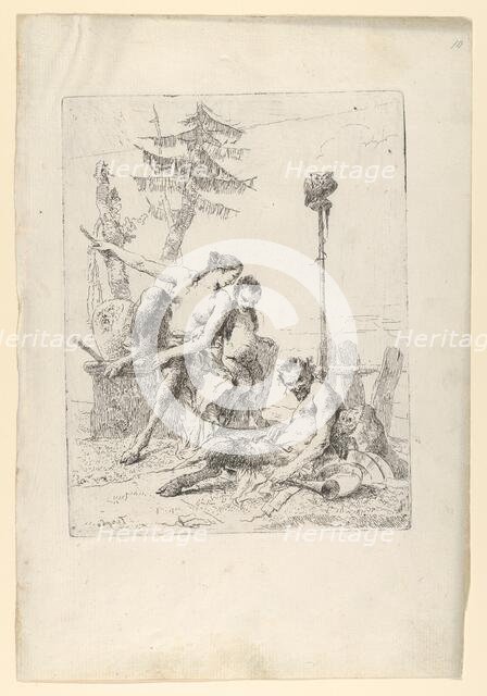 Satyr Family (Pan and his Family), from the Scherzi, ca. 1743-50. Creator: Giovanni Battista Tiepolo.