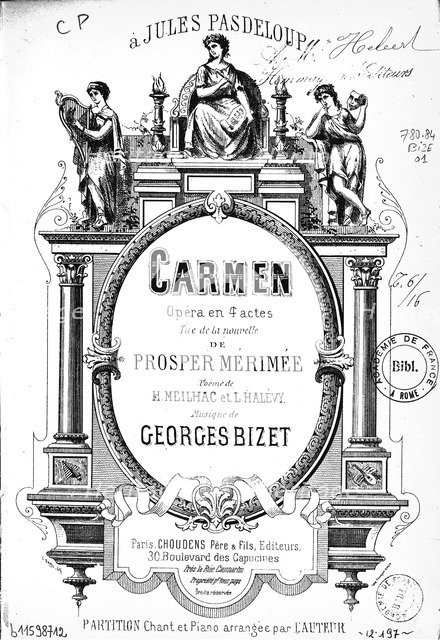 Cover of the vocal score of opera Carmen by Georges Bizet, 1875.
