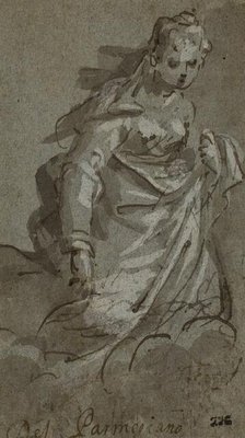 Kneeling Cloud-borne Female Figure (recto); Figure Sketches (verso), n.d. Creator: Unknown.