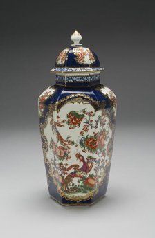 Vase with Cover (one of a pair), Worcester, c. 1770. Creator: Royal Worcester.