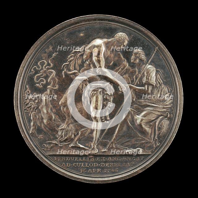The Duke as Hercules, Overcoming Discord and Raising Britannia [reverse], 1746. Creator: Richard Yeo.