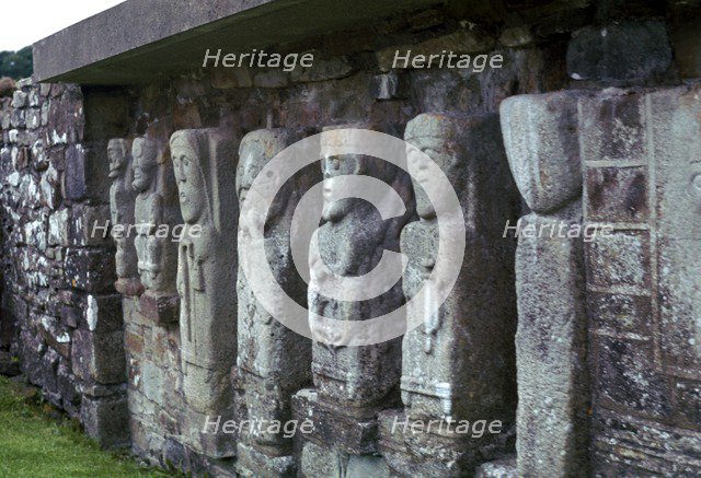 Early Christian figures showing the influence of pagan Celtic carvings, 6th century. Artist: Unknown
