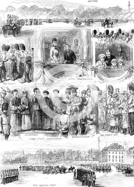 Sketches at Trooping the Colours on the Queen's Birthday, 1880. Creator: Unknown.