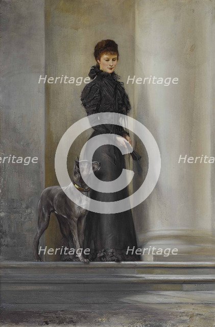 Empress Elisabeth of Austria at the Achilleion Palace main entrance.