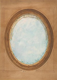 Design for a ceiling with trompe l'oeil balustrade and sky, 1869. Creators: Jules-Edmond-Charles Lachaise, Eugène-Pierre Gourdet.