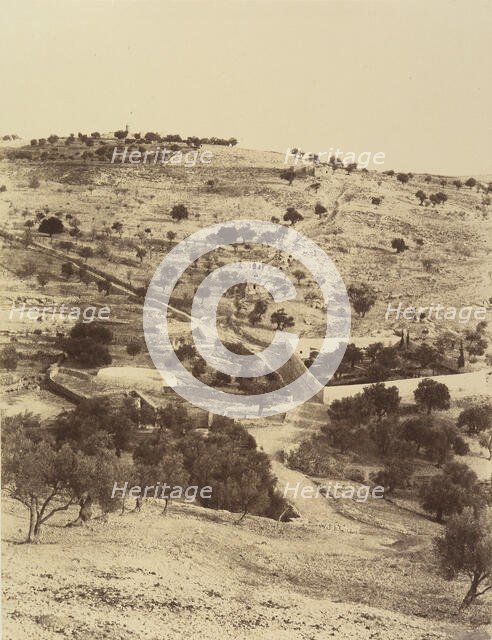 Jérusalem. (Environs) Jardin Gethsemani et Mont des Oliviers, 1860 or later. Creator: Louis de Clercq.