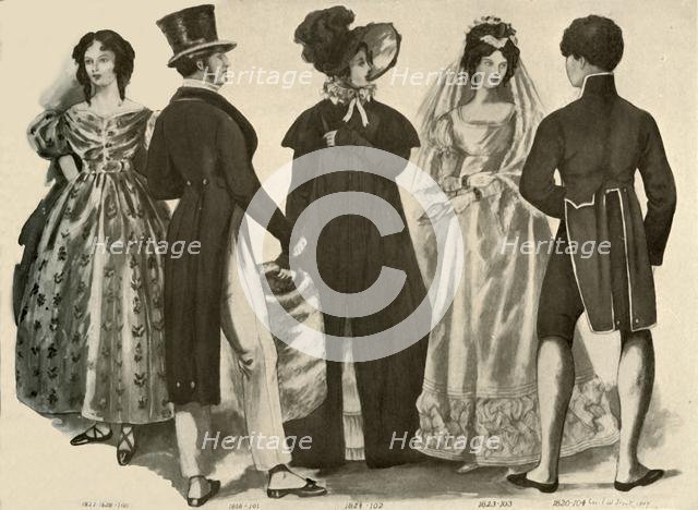 'Clothing from 1812-1828', 1907, (1937). Creator: Cecil W Trout.