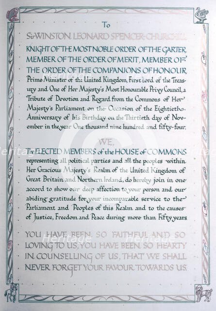 Tribute of Devotion to Sir Winston Churchill on his 80th birthday, 1954.  Creator: Arthur Charles Kirby Ware.