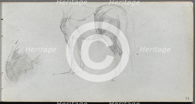 Sketchbook, page 73: Study of a Horse, profile. Creator: Ernest Meissonier (French, 1815-1891).