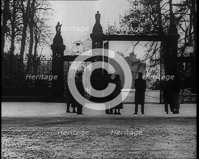 People Standing Outside the Gates of Sandringham House, 1936.  Creator: British Pathe Ltd.
