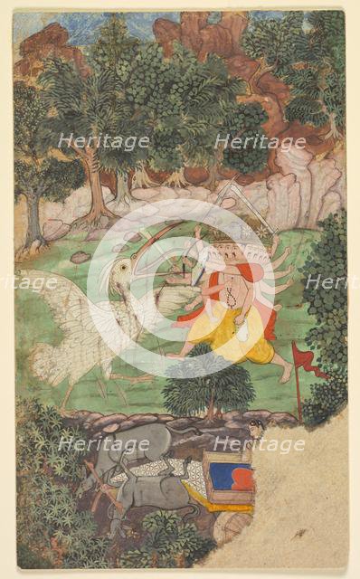 Battle of Ravana and Jatayu, from sarga (chapter) 49 of the Aranya-kanda (Book of the Forest)..., c. Creator: Unknown.