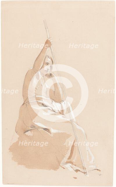 Seated Youth with a Staff, c. 1815. Creator: William Etty.